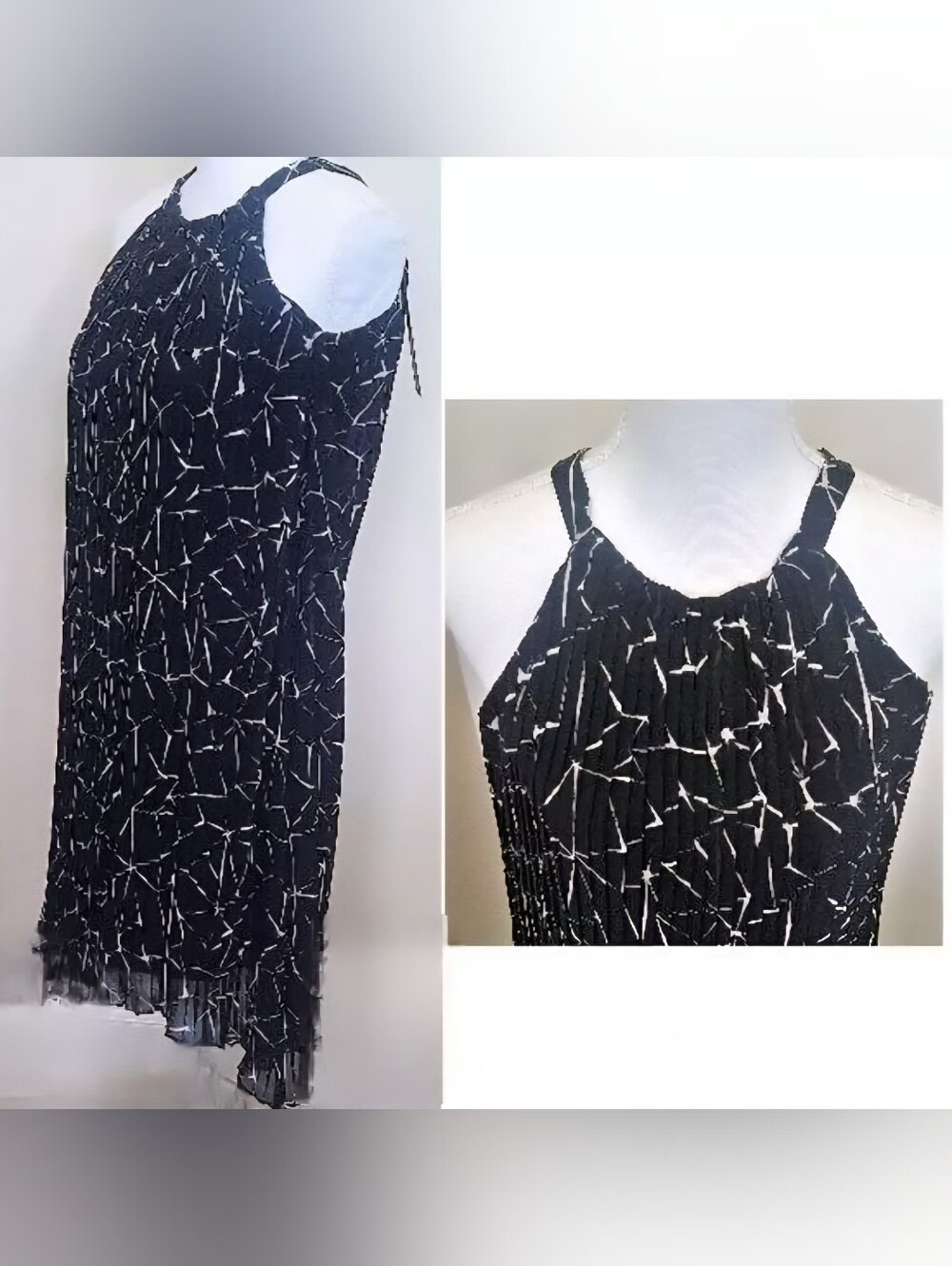 Apt 9 skarkbite hem trapeze dress, black/cream chiffon print, Sz: M, NWT!